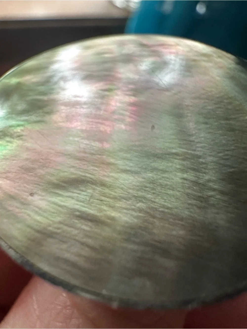 Iridescent Mother of Pearl Circle Disk Ring